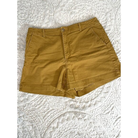 Loft Washed Twill Shorts Khaki beige Brown Flat Front Size 12 - Picture 1 of 7